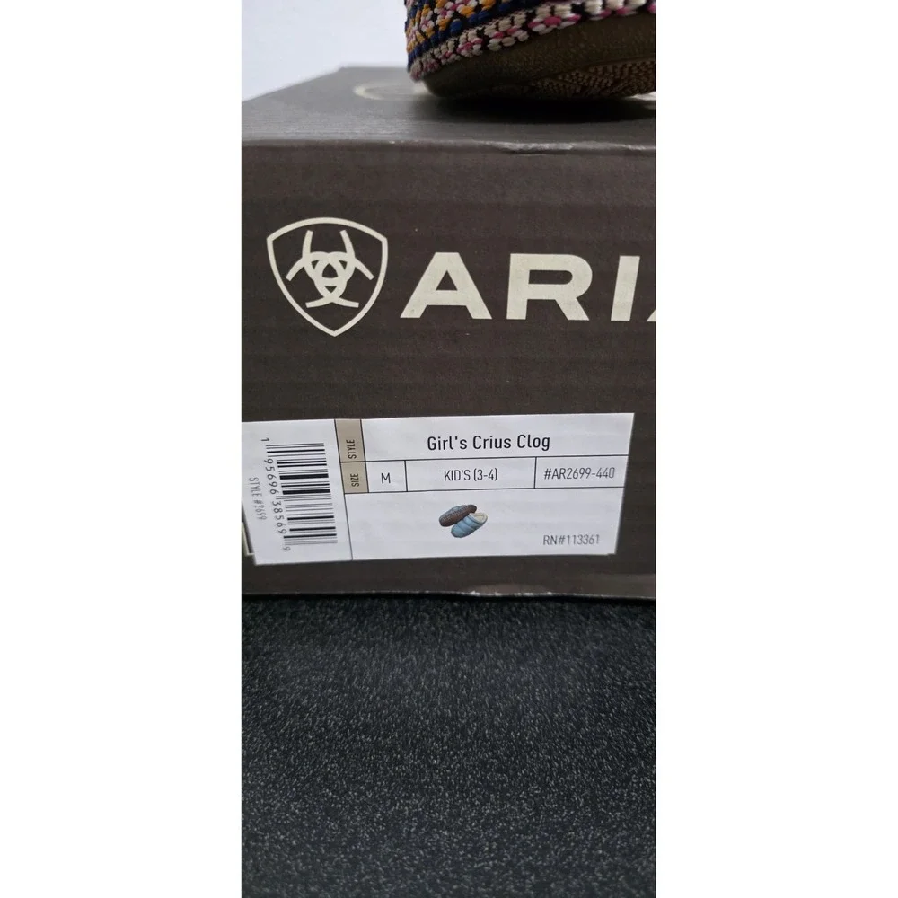 NEW‎ Ariat Girls 3/4 Crius Clog Slippers Teal Blue Aztec M Fuzzy Cozy Lounge Kid